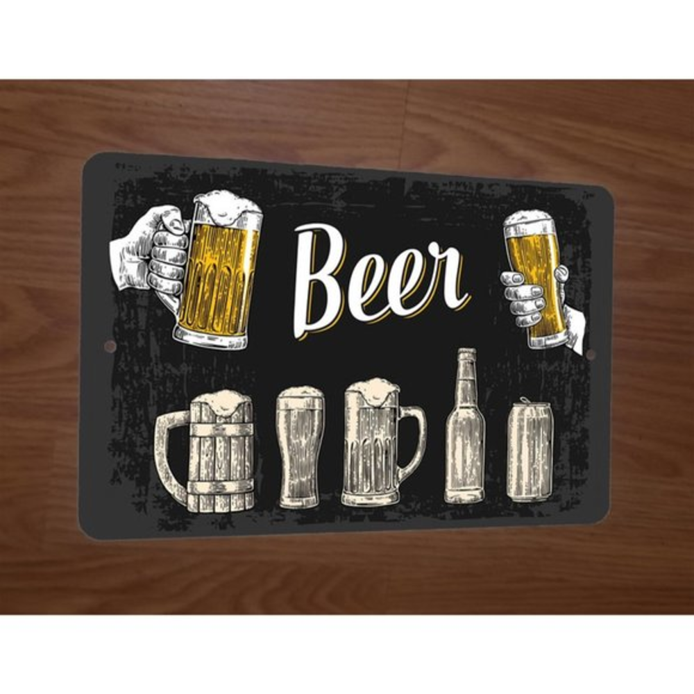 Beer Artwork Cheers 8x12 Metal Wall Bar Sign
